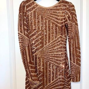 BCBG MAXAZRIA Leondra Sequin Drop-Back Dress